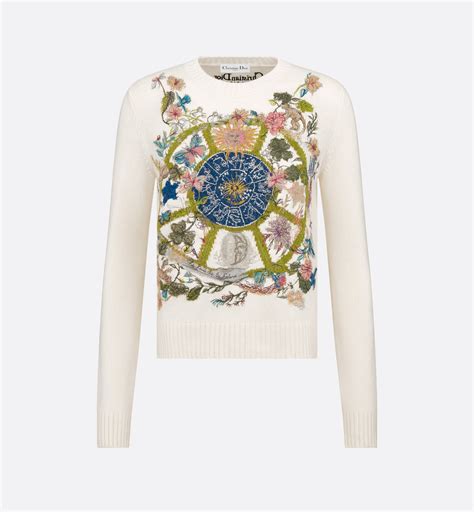 dior wheel of fortune sweater|Embroidered Sweater White Cashmere Knit with Multicolor Tarot .